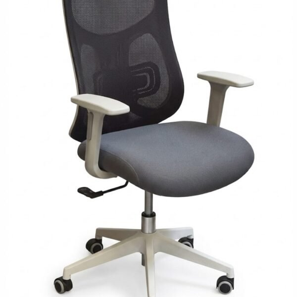 Silla Toulouse blanca tapizado gris