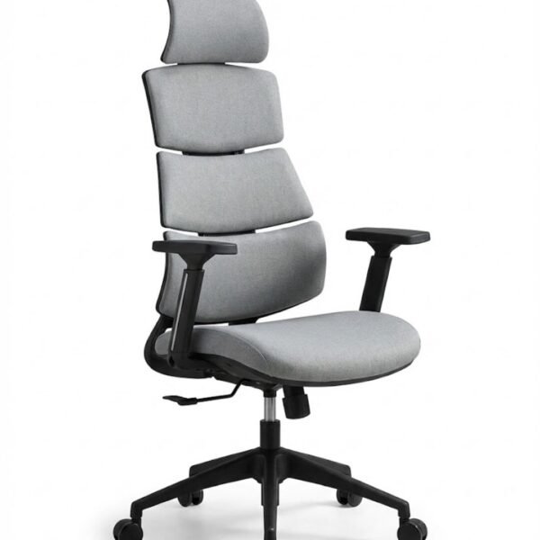 Silla Lyon negra ecocuero gris