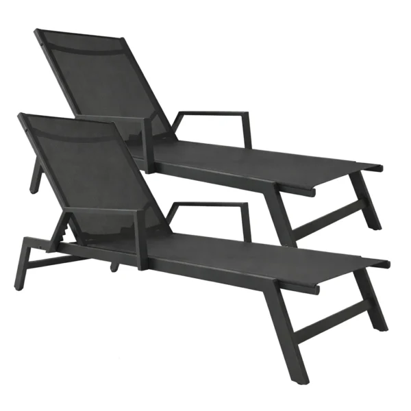 Reposera Krabi con Apoya Brazos Dark Grey x 2 Unidades 100 % Aluminio