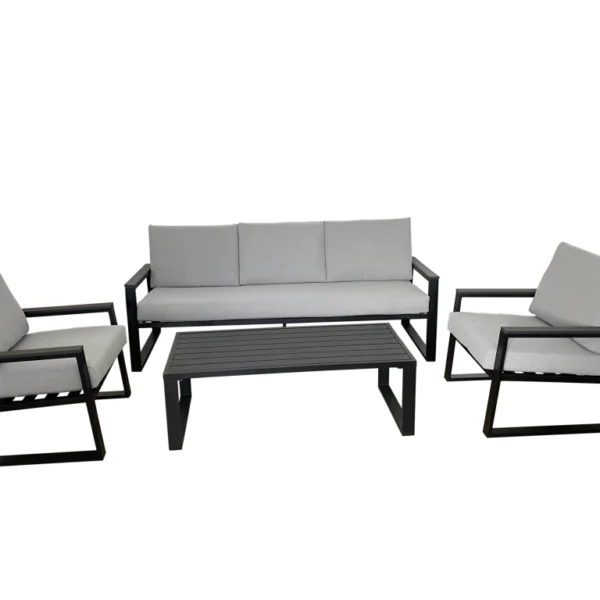Set Bahia Grey de 3 Cuer 2 Sillones Ind, 1 Mesa Baja 1,20X58X40, Sillon de 3 Cuerpos de 1.91