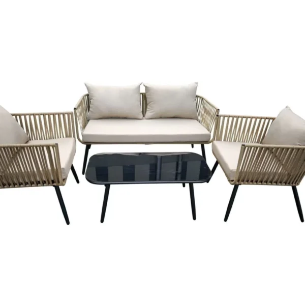 Set Barbados Beige 2 Sillones Ind, 1 Mesa Baja y Sillon 2 Cuerpos